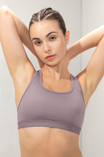 Load image into Gallery viewer, Amante Energize Medium Impact Round Neck Sports Bra - Purple Dove 98701