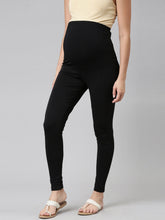 Load image into Gallery viewer, Go Colors Black Cotton Stretch Maternity Legging