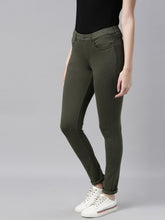 Load image into Gallery viewer, Go Colors Dark Olive Cotton Polyester Super Stretch Jeggings