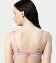 Load image into Gallery viewer, Enamor Women's Perfect Plunge Lift T-Shirt Bra - Detachable Straps, Lightly Padded, Wirefree, Medium Coverage - F023 (Pink Wild Lace Print)