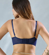 Load image into Gallery viewer, Enamor × Papa Don’t Preach - Moonlit Mischief Luxury Push-Up Bra for Women - Padded, Wired, Longline Plunge - DB03 (Nova Blue)