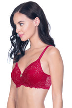 Load image into Gallery viewer, Amante Lace Delight Padded Non-wired Lace Bra - Red Obsession 30501