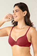 Load image into Gallery viewer, Amante Satin Edge Padded Wired Bra - Red Dahlia 10115