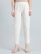 Load image into Gallery viewer, Go Colors Cream 100% Cotton Lace Pencil Pant