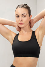 Load image into Gallery viewer, Amante Energize Medium Impact Round Neck Sports Bra - Black 98701