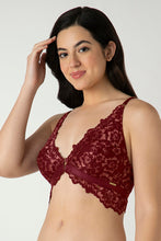 Load image into Gallery viewer, Amante Femme Lace Padded Non-Wired Demi Bra - Biking Red 06001
