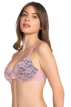 Load image into Gallery viewer, Amante Lace Dream Padded Wired Lace Bra - Salmon Rose_M.Blue 82701