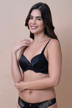 Load image into Gallery viewer, Amante Amore Padded Wired Demi Bra - Black 09301