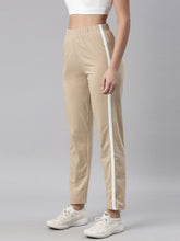 Load image into Gallery viewer, Go Colors Beige Cotton Stretch Side Stripes Track Pant