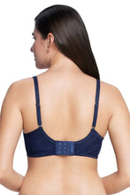 Load image into Gallery viewer, Amante Satin Touch Padded Non-Wired Lace Bra - Evening Blue 87901