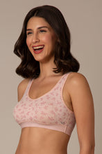 Load image into Gallery viewer, Amante Easy Slip-On Non-Padded Non-Wired Cotton Bra - Pink Floral Print