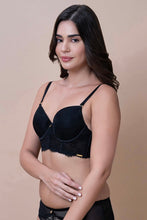 Load image into Gallery viewer, Amante Amore Padded Wired Demi Longline Bra - Black 09601