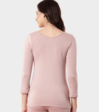 Load image into Gallery viewer, Enamor TH05 Women's Thermal Sleeve Top with Soft Heat Generating Fabric, Wide Round Neckline with Engineered HeatSkins™ Warm Technology. ( Pale Pink)