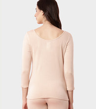 Load image into Gallery viewer, Enamor TH05 Women's Thermal Sleeve Top with Soft Heat Generating Fabric, Wide Round Neckline with Engineered HeatSkins™ Warm Technology. ( Pale Skin)