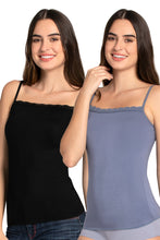 Load image into Gallery viewer, Amante Modal Lace Camisole (Pack of 2) - Blk_Tempest 82802