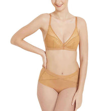 Load image into Gallery viewer, Wacoal Looping Padded Non-wired 3/4th Cup Everyday Wear Medium coverage Lace Bra - Brown LSF100