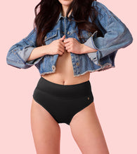 Load image into Gallery viewer, Enamor CW01 Cotton Classic, All Day Comfort, High Waist Brief - Breathable, Antimicrobial with Stain Release, Outer Brushed Wide Elastic, Full Coverage - Pack of 1 (Jet Black)