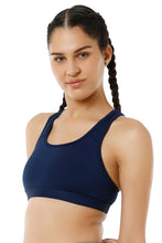 Load image into Gallery viewer, Amante Energize Medium Impact Round Neck Sports Bra - Pageant Blue 98701