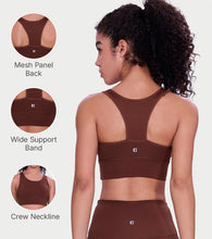 Load image into Gallery viewer, Enamor Wide Straps Seamed T-back Basic Workout Sports Bra - Quick Dry, Antimicrobial, Removable Padding, Non-Wired, Full Coverage - A202 (Sepia)