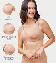 Load image into Gallery viewer, Enamor Innovations Pure Ease Women's, Ultra Smoothening Full Support Everyday Bra - No-Pinch, No-Dig Non Padded, Wirefree, Full Coverage - F121 (Available in Plus Sizes) (Honey Beige)