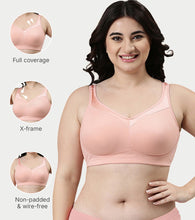 Load image into Gallery viewer, Enamor Full Support Super Lift Women's Cotton Everyday Minimizer Bra - Non Padded, Wirefree, Full Coverage - A112 (Available in Plus sizes) (Peach Blush)