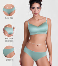 Load image into Gallery viewer, Enamor P184 Smooth Stretch Satin Bikini Panty for Women - Low Waist, Outer Elastic, Medium Coverage (Iceberg Green)