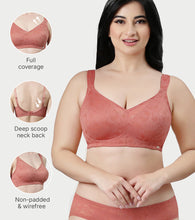 Load image into Gallery viewer, Enamor Innovations Transform Ultralight, Everyday Women's Minimizer Bra -Super lift, Non-Padded, Wirefree, Full Coverage - F122 (Available in Plus Sizes) (Rosette)