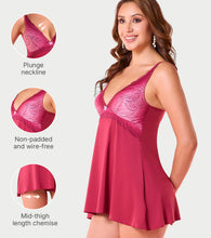 Load image into Gallery viewer, Enamor N191 Non-Padded Wire-Free Plunge Scallop-Wave Babydoll - Coral Wave
