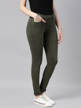 Load image into Gallery viewer, Go Colors Dark Olive Cotton Polyester Super Stretch Jeggings