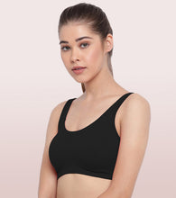 Load image into Gallery viewer, Enamor Low Impact Women's Cotton Everyday Sports Bra - All Day Comfort, Non Padded, Wirefree, High Coverage - SB06 (Black /Black)-Pack of 2