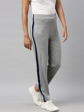 Load image into Gallery viewer, Go Colors Grey Melanges Cotton Stretch Side Stripes Track Pant