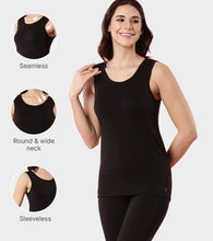 Load image into Gallery viewer, Enamor TH04 Women's Thermal Vest with Soft Heat Generating Fabric, Wide Round Neck Engineered with HeatSkins™ Warm Technology (Black)