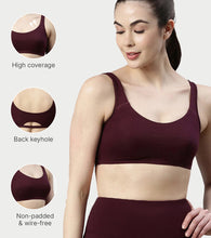 Load image into Gallery viewer, Enamor Low Impact Women's Cotton Everyday Sports Bra - All Day Comfort, Non Padded, Wirefree, High Coverage - SB06 (Grapewine)