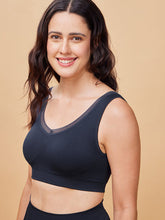 Load image into Gallery viewer, Enamor Innovations Flexifree, Plunge, Ultra Comfort Women's Bralette - No-Pinch, No-Dig, 360 Degree Flex, Seamless Lift, Fixed cup, Padded, Wirefree, High Coverage - F137 (Lisbon Blue)