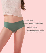 Load image into Gallery viewer, Enamor IP02 Innovations Invisi, Fit Flex, No Visible Panty Lines, All Day Comfort, Mid Waist Brief Panty for Women - Breathable Lightweight Fabric, Antimicrobial with Stain Release, Bonded Free Cut, Regular Coverage - Pack of 1 (Sage Green)