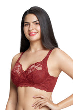 Load image into Gallery viewer, Amante Cotton Lace Support Non Padded Non-Wired Bra - Port Wine 75101