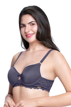 Load image into Gallery viewer, Amante Strappy Bliss Solid Padded wired Lace Bra - Graystone 88201