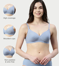 Load image into Gallery viewer, Enamor Innovations Fabcool Encircled Side Support Shaper, Non Padded, Wirefree, High Coverage, Women's Cotton Everyday Bra - A042 (Available in Plus Sizes) (Chambray Melange)
