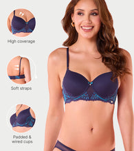 Load image into Gallery viewer, Enamor F194 Padded Wired High Coverage Glam Wave Smooth Bra - Aqua Swirl