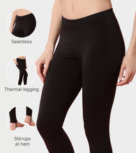 Load image into Gallery viewer, Enamor TH06 Women's Thermal Leggings with Soft Heat Generating Fabric, No Roll-Up with Stirrups at Bottom Hem, Engineered with HeatSkins™ Warm Technology. (Black)
