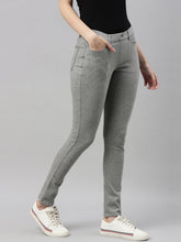 Load image into Gallery viewer, Go Colors Grey Melanges Cotton Polyester Super Stretch Jeggings