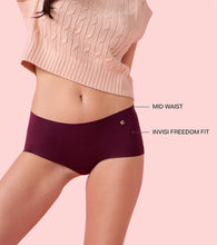 Load image into Gallery viewer, Enamor PS40 Innovations Invisi, All Day Comfort, Mid Waist Boyshorts Panty for Women - No Visible Panty Lines, Breathable, Sweat wicking, Free Cut, Full Coverage - Pack of 1 (Grape Wine)