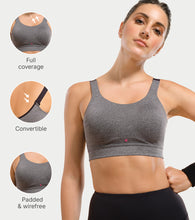 Load image into Gallery viewer, Enamor Innovations Fab-fresh Breathable cup, Women's High Impact Sports Bra - Convertible, Padded, Wirefree, Full Coverage - SB18 (Grey Melange)