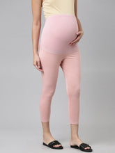 Load image into Gallery viewer, Go Colors Baby Pink Cotton Stretch Maternity Cropped Legging