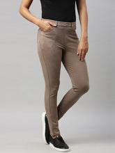 Load image into Gallery viewer, Go Colors Light Brown Cotton Polyester Super Stretch Jeggings