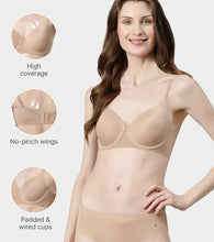 Load image into Gallery viewer, Enamor Innovations Ecolite, Smoother Perfect Lift Women's T-Shirt Bra - Crush Proof Cups, Padded, Wired, High Coverage - F057 (Honey Beige)