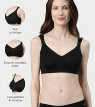 Load image into Gallery viewer, Enamor Innovations Pure Ease Women's, Ultra Smoothening Full Support Everyday Bra - No-Pinch, No-Dig Non Padded, Wirefree, Full Coverage - F121 (Available in Plus Sizes) (Black)