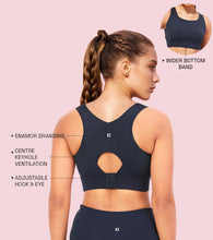 Load image into Gallery viewer, Enamor Crew Neck Sleeveless Crop length Sports Bra For Women - Hook & Eye Closure, Hugged Fit - A205 (Navy)