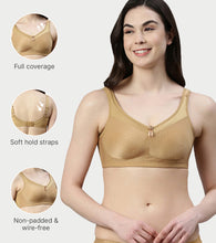Load image into Gallery viewer, Enamor Hidden X-Frame and Smoothening Women's Full Support Everyday Bra - Jiggle control, Non Padded, Wirefree, Full Coverage - FB12 (Available in Plus sizes) (Buff)