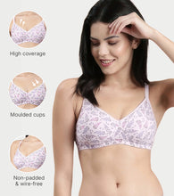 Load image into Gallery viewer, Enamor Innovations Fabcool Encircled Side Support Shaper, Non Padded, Wirefree, High Coverage, Women's Cotton Everyday Bra - A042 (Available in Plus Sizes) (Lupine Print)